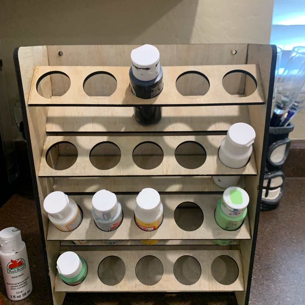 Wooden Paint Organizer Rack